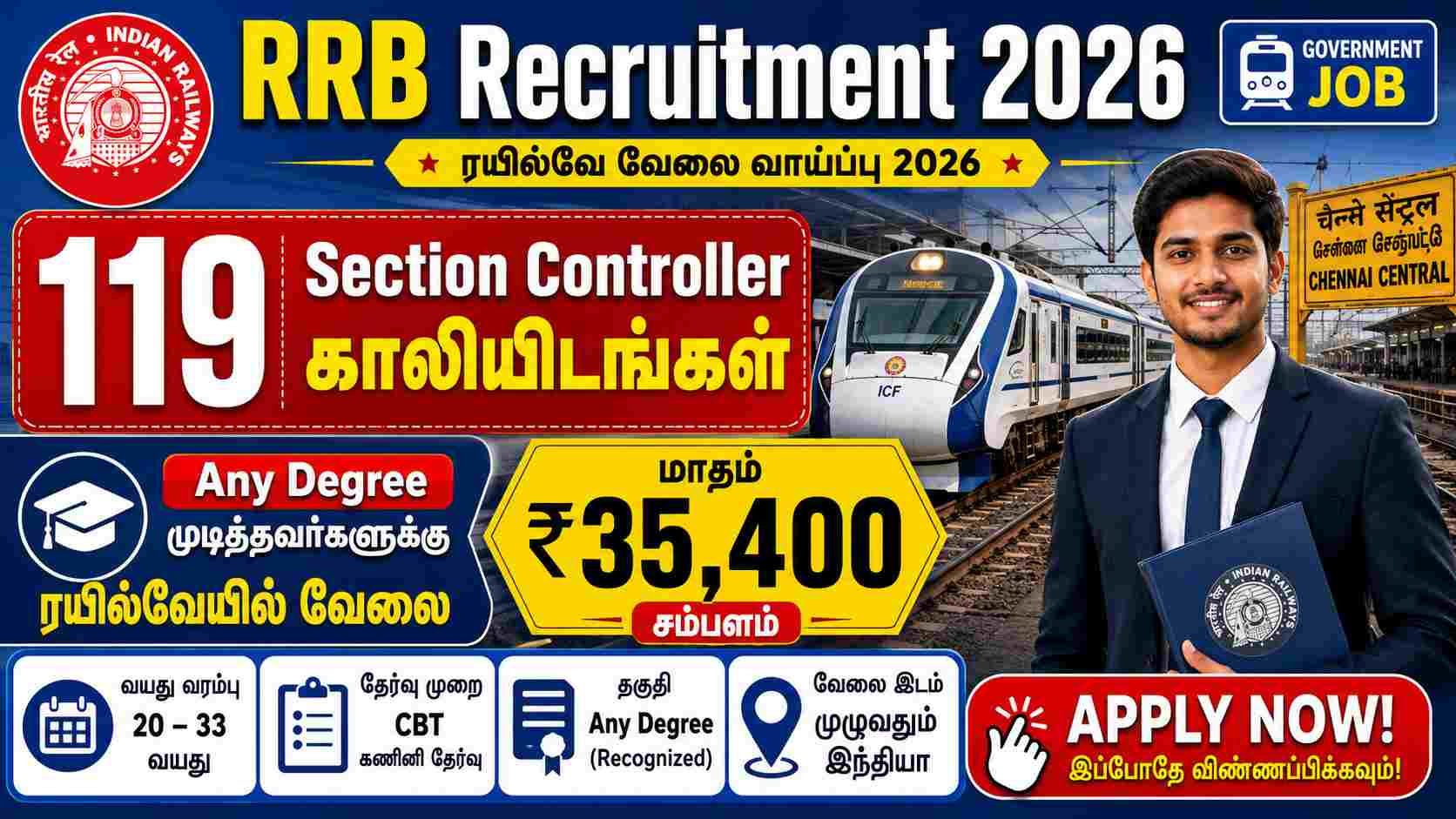Railway Recruitment Board Recruitment 2026 Out For 119 Vacancy Apply Online