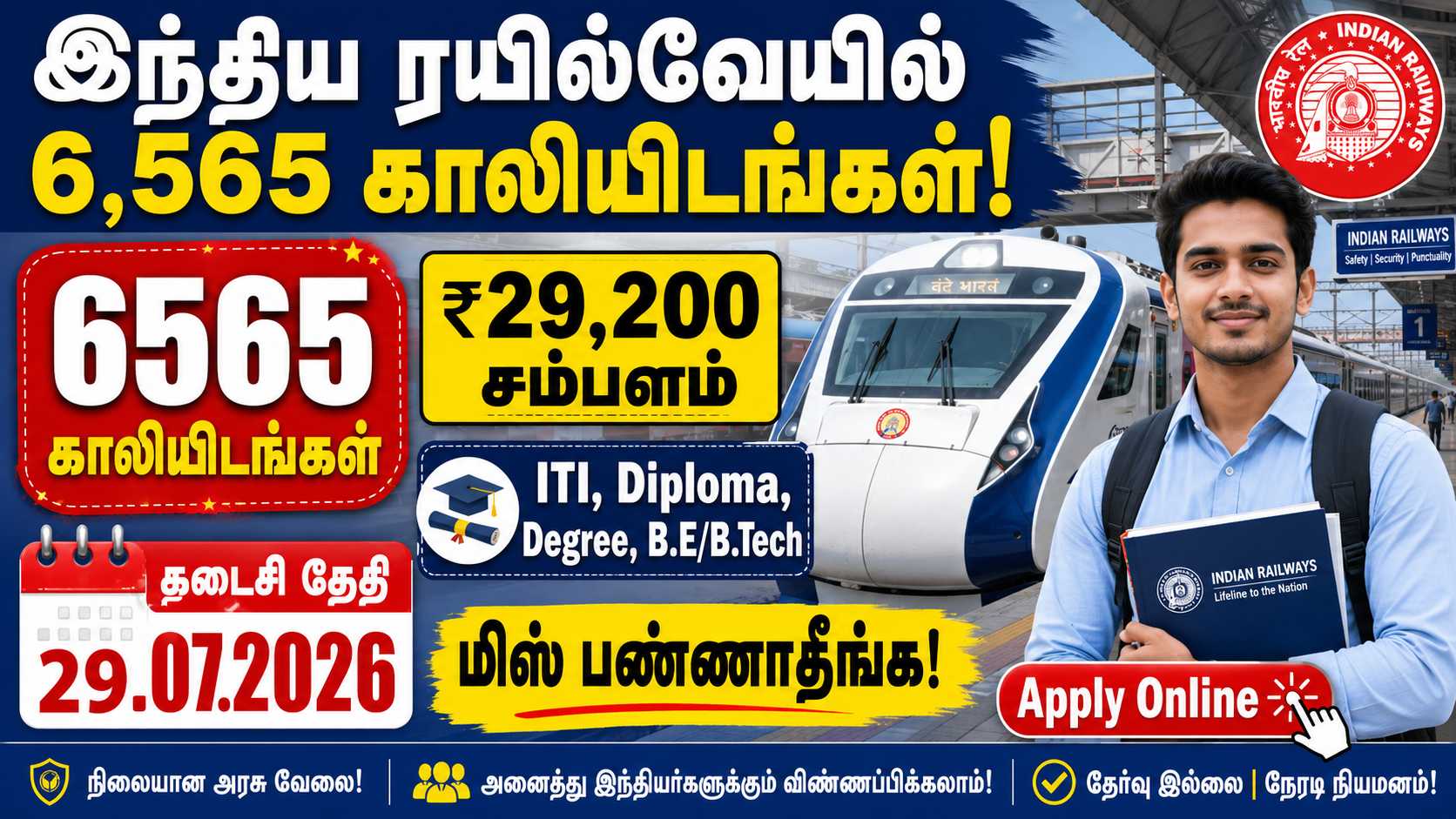 Railway Technician Recruitment 2026 Apply Online – 6557 Posts Across India