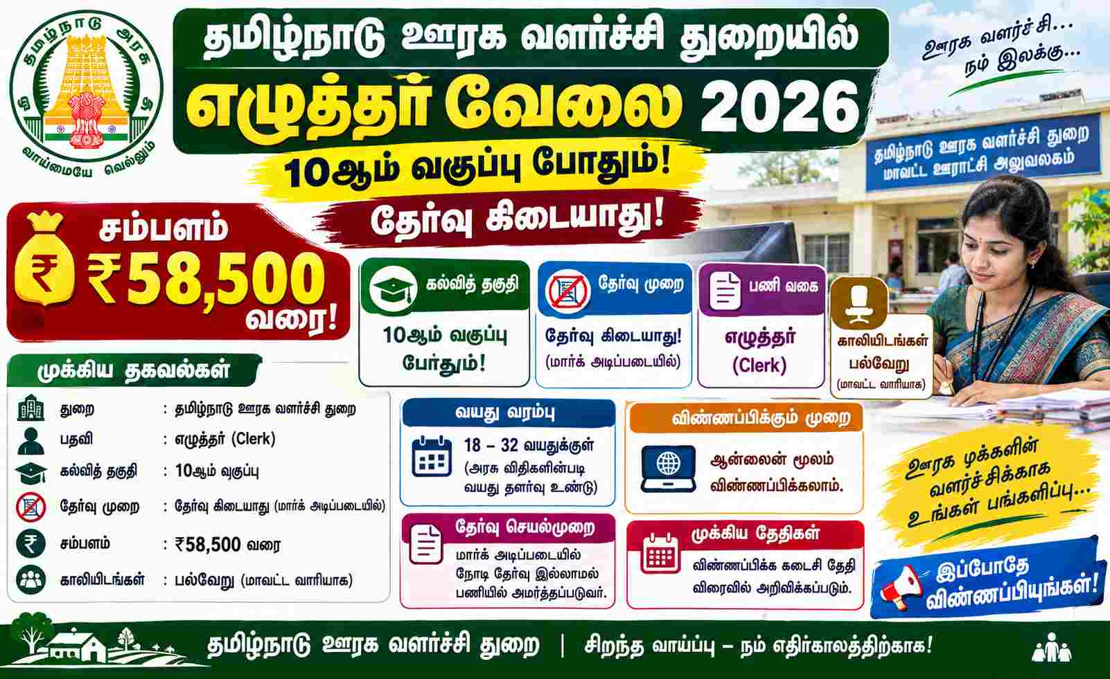 Tamil Nadu Rural Development Department Recruitment 2026 Apply Online